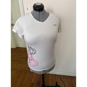 Under Armour Women’s White HeatGear Short Sleeve Athletic Top Size Medium